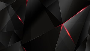 Dark Geometric Abstract Background with Glowing Red Light Streaks HD wallpaper