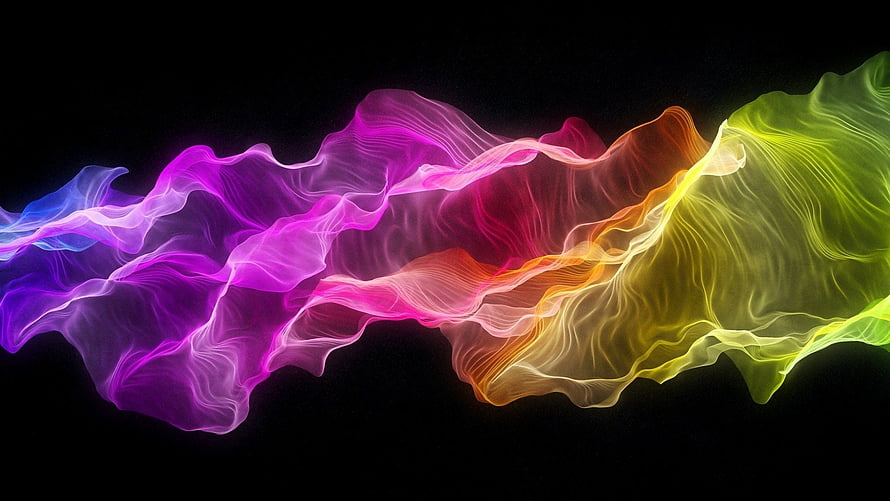 Vibrant Rainbow Silk Waves Flowing Across Black Background Abstract Digital Art HD wallpaper