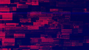 Vibrant Red and Blue Digital Glitch Art with Pixelated Abstract Patterns HD wallpaper
