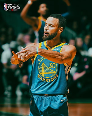 Stephen Curry in Golden State Warriors jersey during NBA Finals action HD phone wallpaper