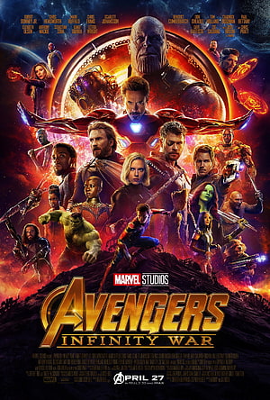 Avengers Infinity War Movie Poster Featuring Iron Man, Thor, Hulk, and Thanos HD phone wallpaper