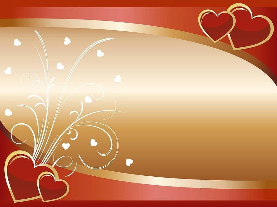 Elegant Red and Gold Wedding Invitation Background with Floral Swirls and Hearts HD wallpaper