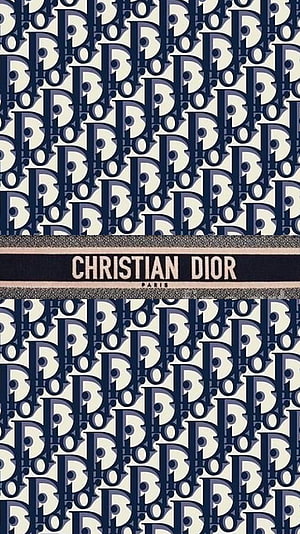 Christian Dior Paris Navy and Cream Monogram Pattern Design HD phone wallpaper