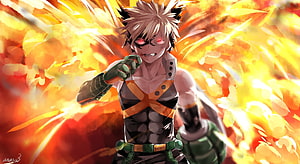 Katsuki Bakugou Explosion Artwork from My Hero Academia HD wallpaper