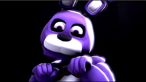 Purple FNAF Rabbit Mascot with Glowing Eyes in Dark Setting HD wallpaper