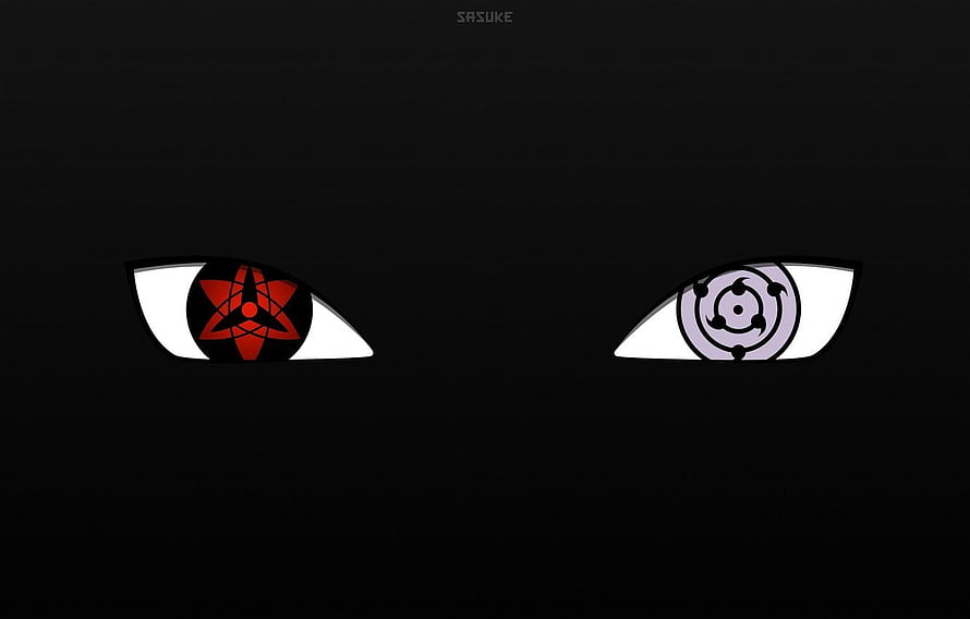Sasuke Uchiha Sharingan and Rinnegan Eyes on Black Background HD wallpaper
