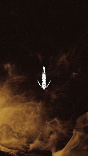 Minimalist White Figure Floating in Dark Amber Smoke and Ethereal Mist HD phone wallpaper