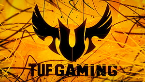 Asus TUF Gaming Logo with Fiery Orange Background and Abstract Scratch Design HD wallpaper