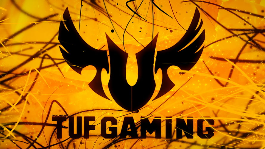 Asus TUF Gaming Logo with Fiery Orange Background and Abstract Scratch Design HD wallpaper