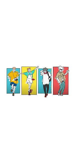 Jujutsu Kaisen Anime Character Lineup Illustration on Colorful Panels HD phone wallpaper