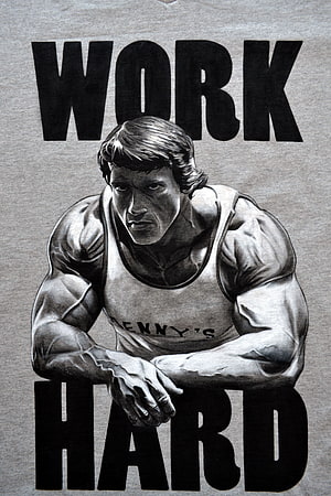 Arnold Schwarzenegger Work Hard Motivational Bodybuilding Illustration HD phone wallpaper