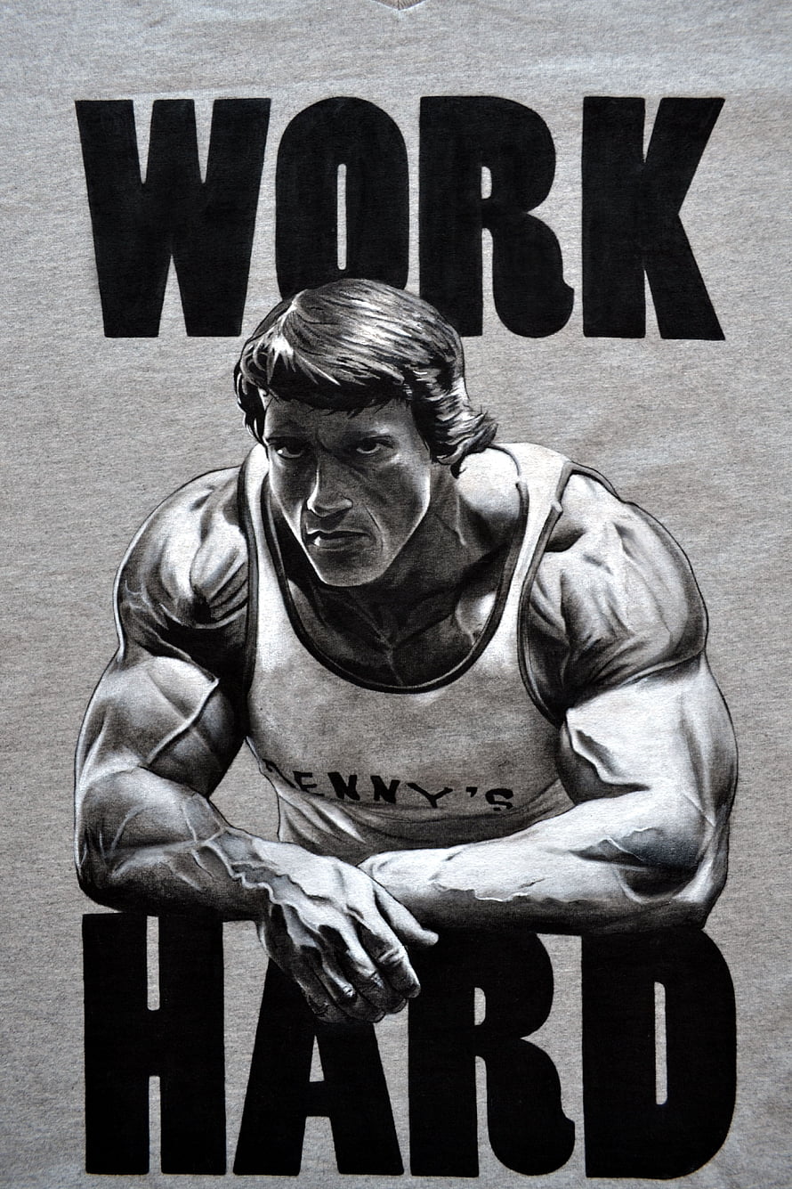 Arnold Schwarzenegger Work Hard Motivational Bodybuilding Illustration HD phone wallpaper