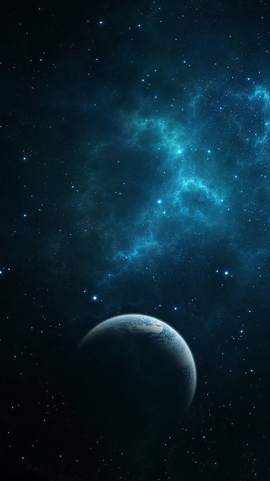 Mysterious Blue Planet and Glowing Nebula in Deep Space HD phone wallpaper