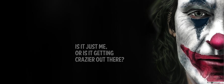 Joker Dark Minimalist Portrait with Iconic Quote on Black Background HD wallpaper