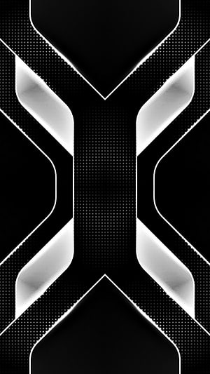 Monochrome Geometric X Pattern with Metallic Accents on Black Background HD phone wallpaper