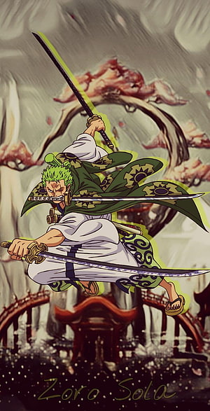 Roronoa Zoro Wano Arc Three-Sword Style Anime Illustration HD phone wallpaper