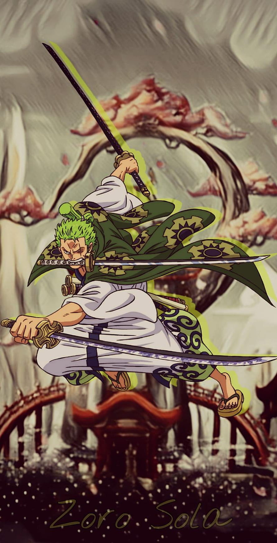 Roronoa Zoro Wano Arc Three-Sword Style Anime Illustration HD phone wallpaper