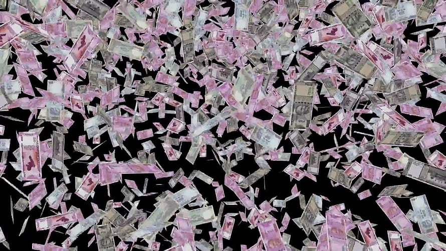 Falling Indian Rupee Banknotes Against Black Background HD wallpaper