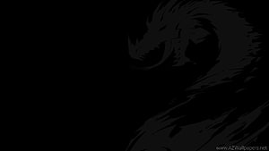 Dark Dragon Silhouette on Black Background Minimalist Fantasy Art HD wallpaper