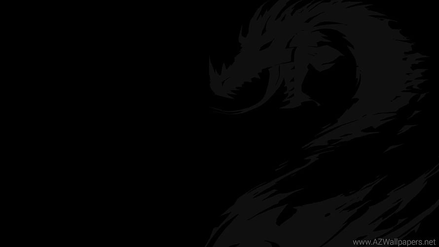 Dark Dragon Silhouette on Black Background Minimalist Fantasy Art HD wallpaper