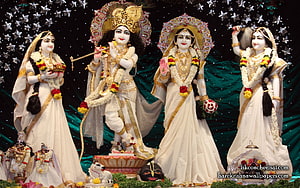 Radha Krishna with Lalita and Vishakha Deities at ISKCON Chennai Temple HD wallpaper