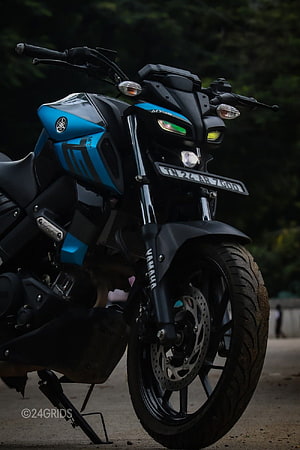 Yamaha MT-15 Modified Motorcycle in Blue and Black with Custom Front End HD phone wallpaper