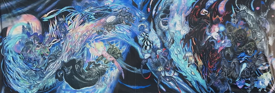 Yoshitaka Amano Fantasy Artwork Featuring Ethereal Characters and Dark Mythical Creatures HD wallpaper