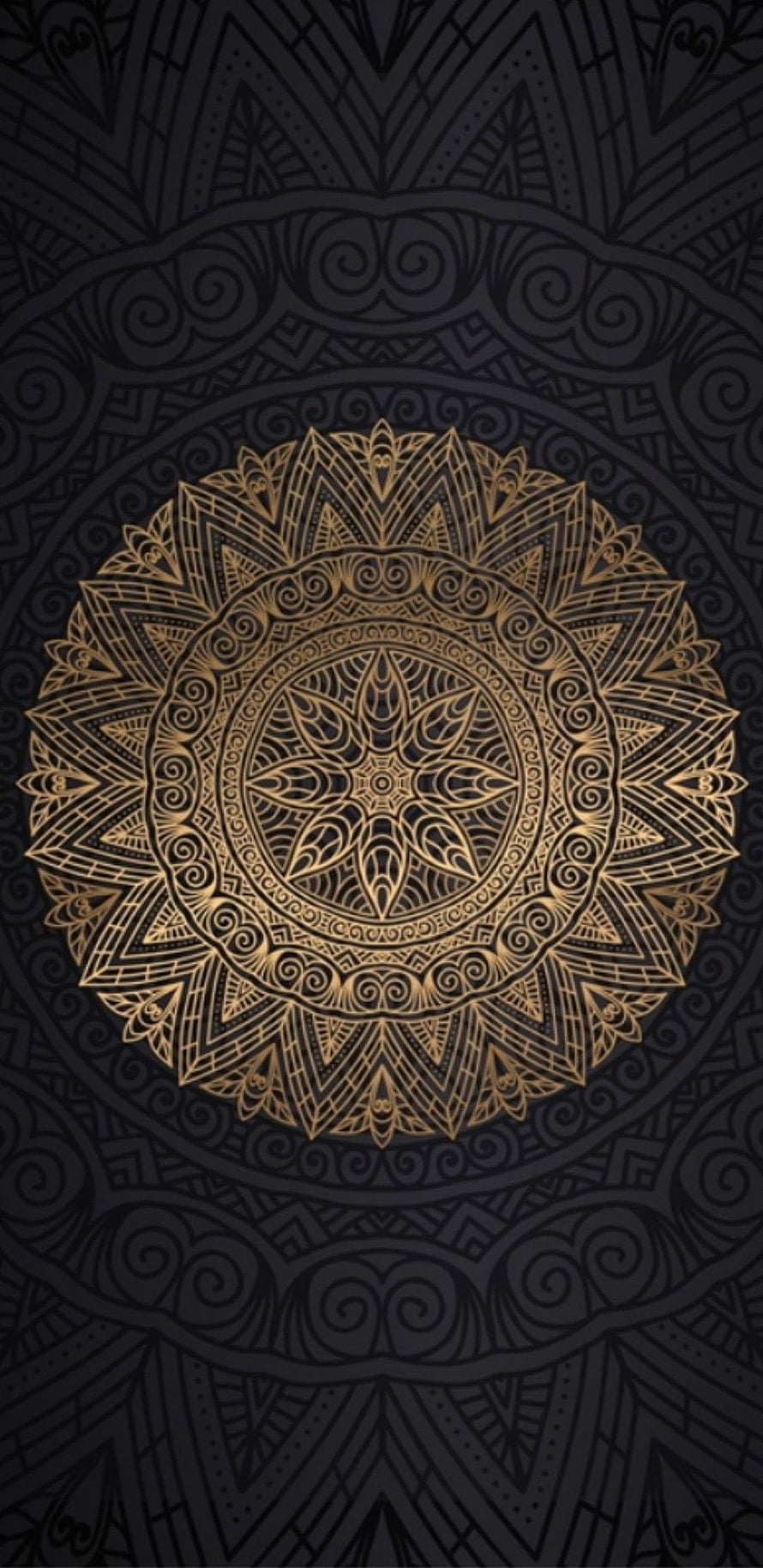 Intricate Gold Mandala Pattern on Dark Background with Ornate Floral and Geometric Details HD phone wallpaper
