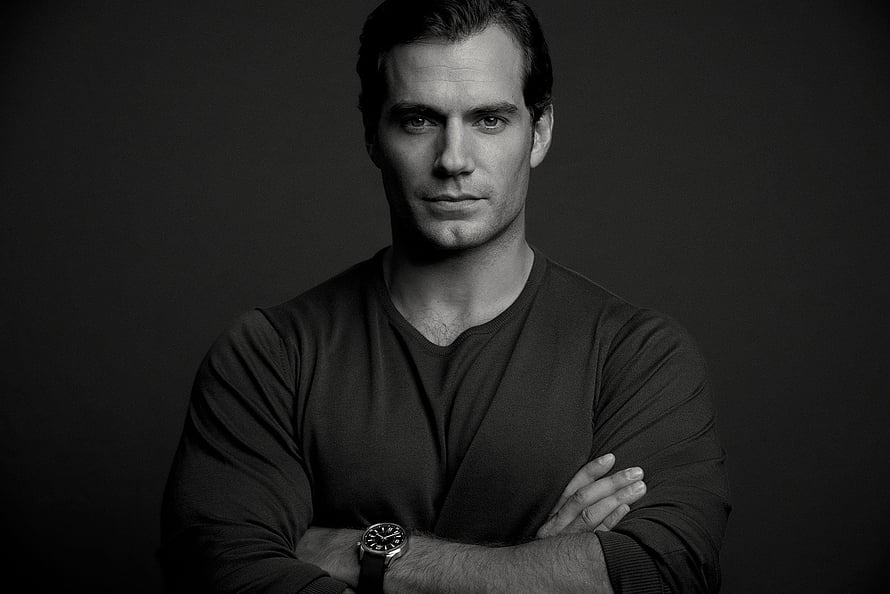 Henry Cavill Black and White Portrait with Arms Crossed HD wallpaper