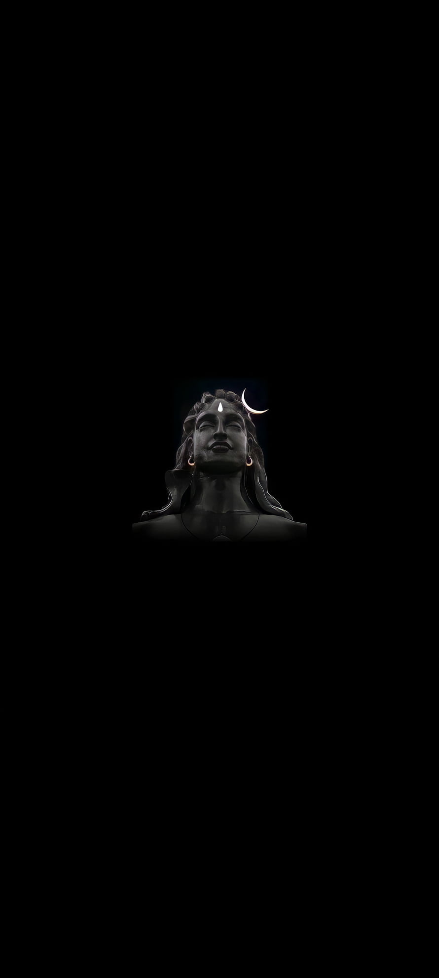 Shiva Shambhu Bust with Crescent Moon and Third Eye on Black Background HD phone wallpaper