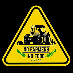 No Farmers No Food Warning Sign with Tractor Silhouette and Wheat Sprigs HD phone wallpaper