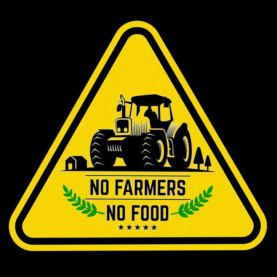 No Farmers No Food Warning Sign with Tractor Silhouette and Wheat Sprigs HD phone wallpaper