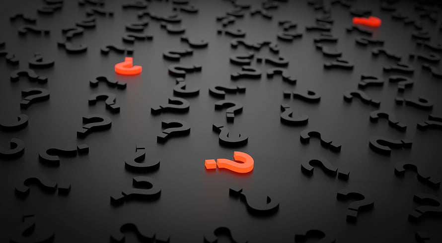 3D Question Mark Symbols on Dark Surface with Orange Accents HD wallpaper