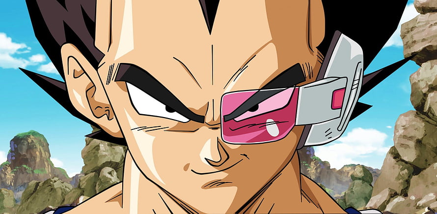 Vegeta Wearing Scouter in Dragon Ball Z Anime Close-Up Portrait HD wallpaper