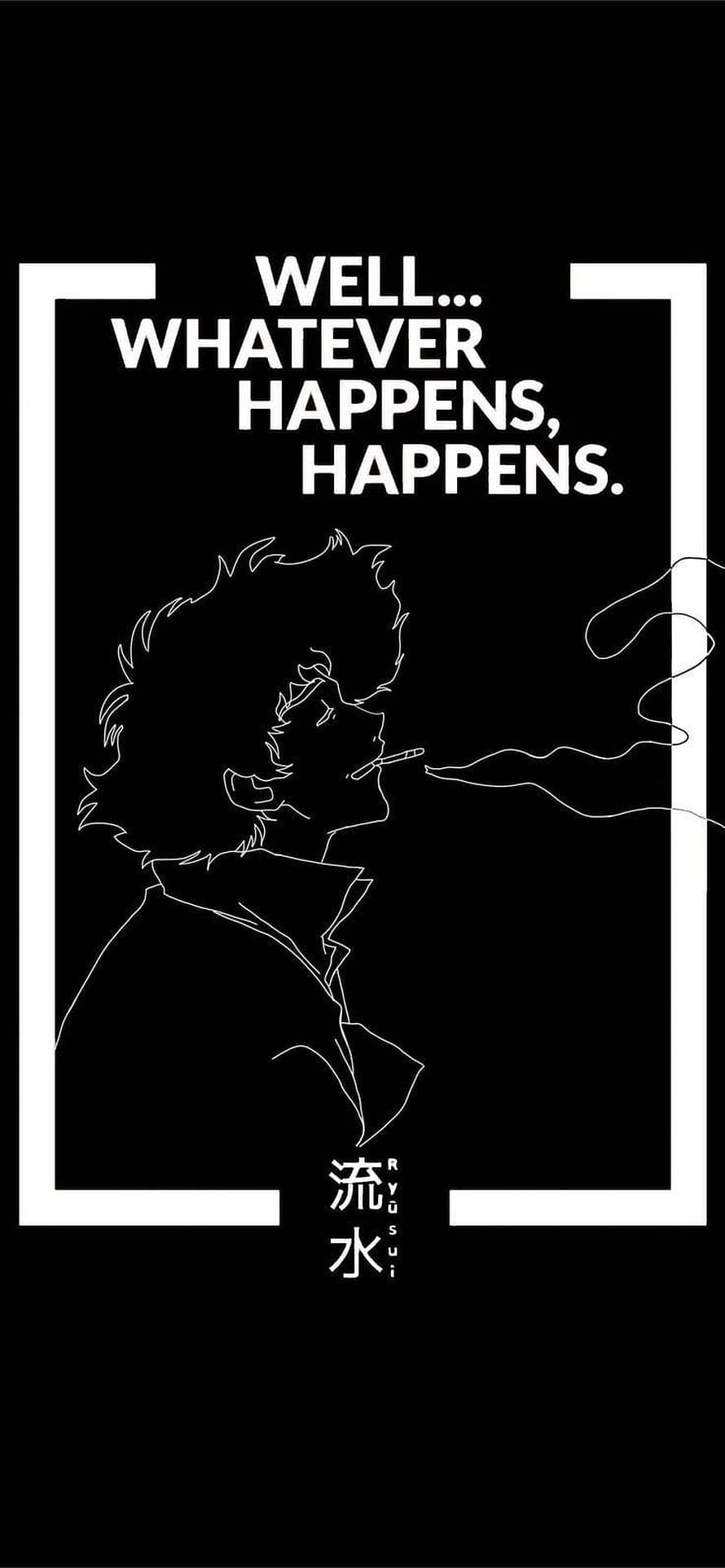 Ryûsui from Cowboy Bebop in a minimalist white line art profile with cigarette smoke HD phone wallpaper