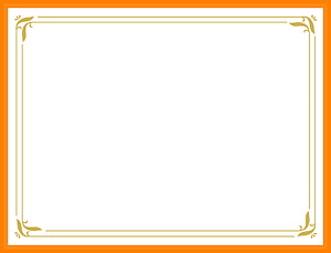 Elegant Gold Floral Corner Frame on White Background with Orange Border HD wallpaper