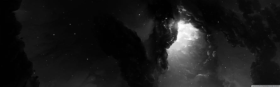 Monochrome Deep Space Nebula with Bright Core and Dark Dust Clouds HD wallpaper
