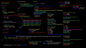 Colorful C++ and CSS Source Code on Dark Background HD wallpaper