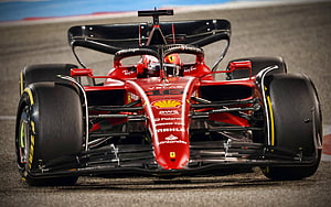 Scuderia Ferrari F1-75 Formula One Race Car Front View on Track HD wallpaper