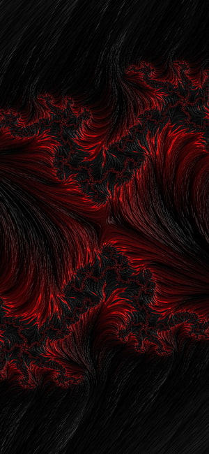 Crimson Fractal Threads on Black Background Abstract Digital Art HD phone wallpaper
