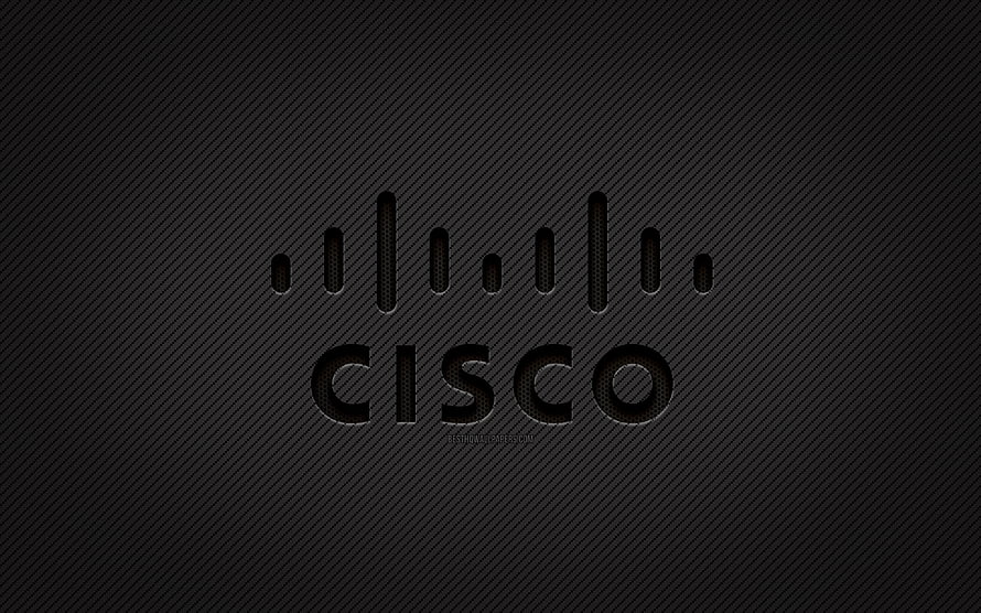 Cisco Carbon Fiber Logo on Dark Grunge Textured Background HD wallpaper