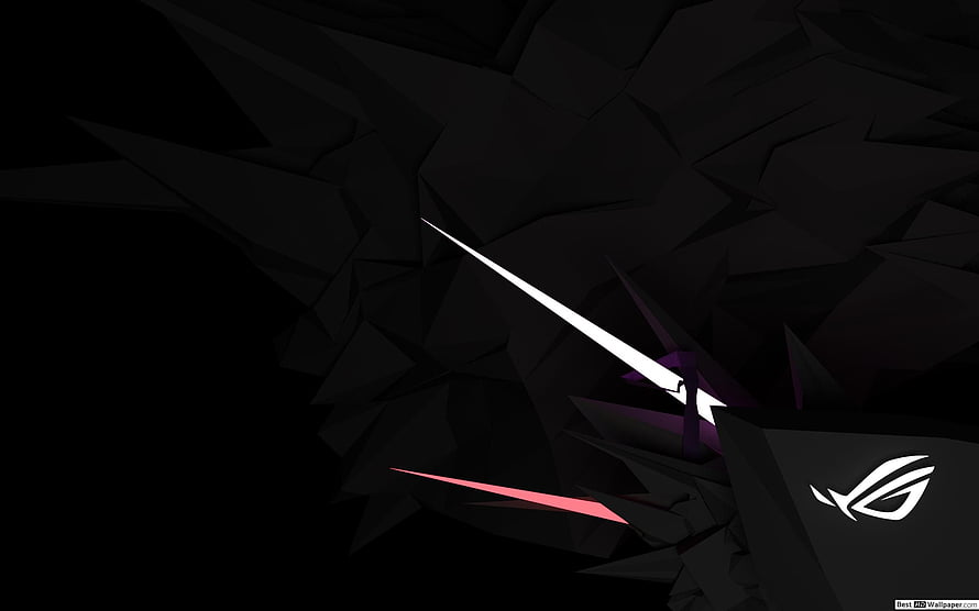 Asus ROG Dark Minimalist Geometric Wallpaper with White Logo and Red Accent HD wallpaper