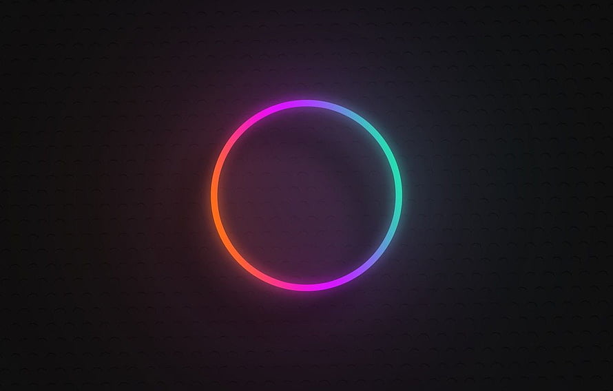Minimalist Neon Gradient Ring on Dark Background HD wallpaper