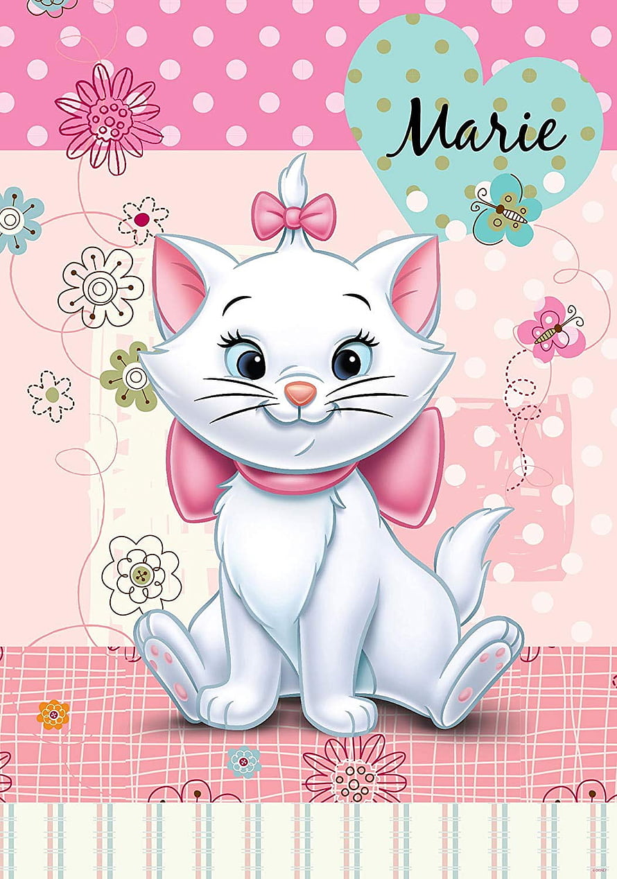 Marie from The Aristocats in a Cute Pink Floral Setting with Bow and Heart HD phone wallpaper