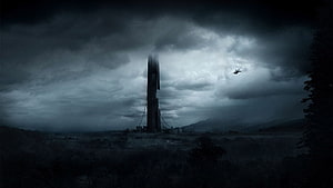 Half-Life 2 Citadel Tower Under Stormy Dark Skies HD wallpaper