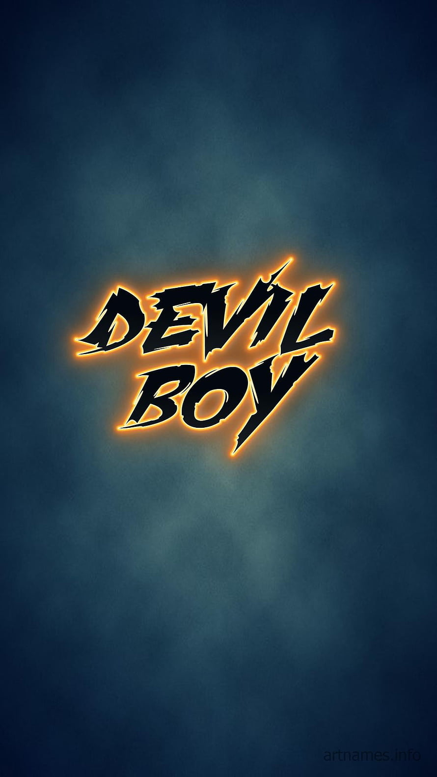 Devil Boy Glowing Neon Text Logo on Dark Blue Background HD phone wallpaper