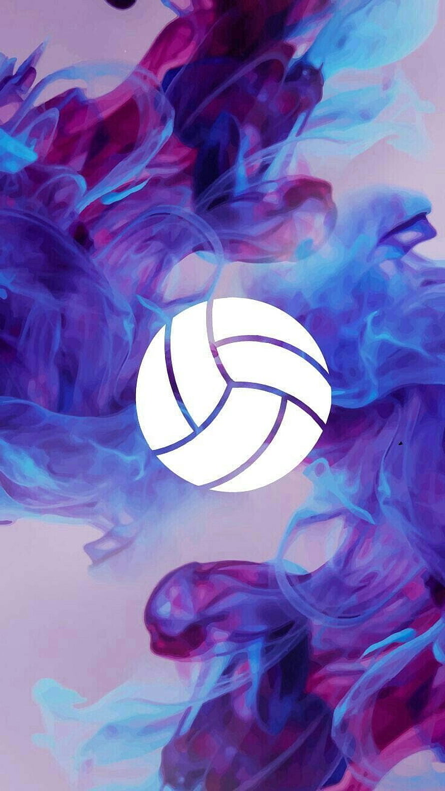 Volleyball Icon on Swirling Purple and Blue Ink Background HD phone wallpaper