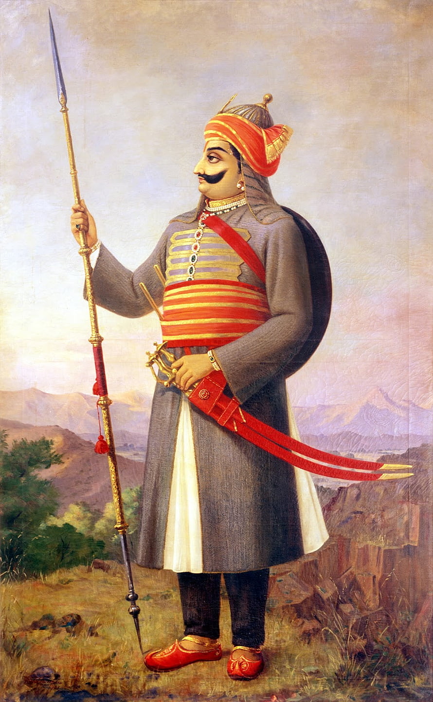 Maharana Pratap Historical Portrait in Traditional Rajput Warrior Attire HD phone wallpaper