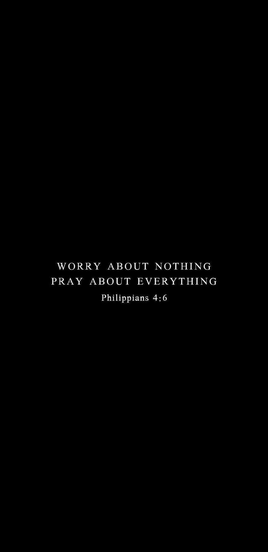 Philippians 4:6 Bible Verse Quote on Minimalist Black Background HD phone wallpaper