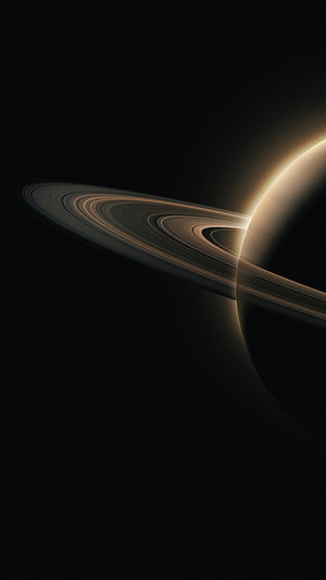 Saturn with detailed rings set against a deep black cosmic void HD phone wallpaper